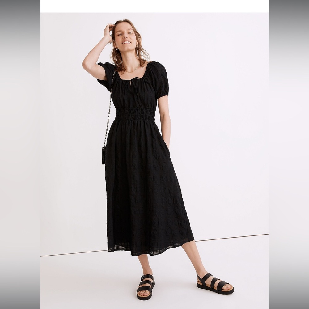 Sophia Midi Dress in Seersucker Check